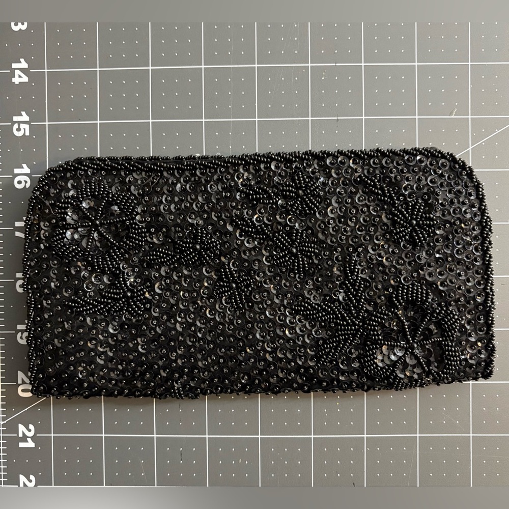 Elegant Black Beaded Clutch